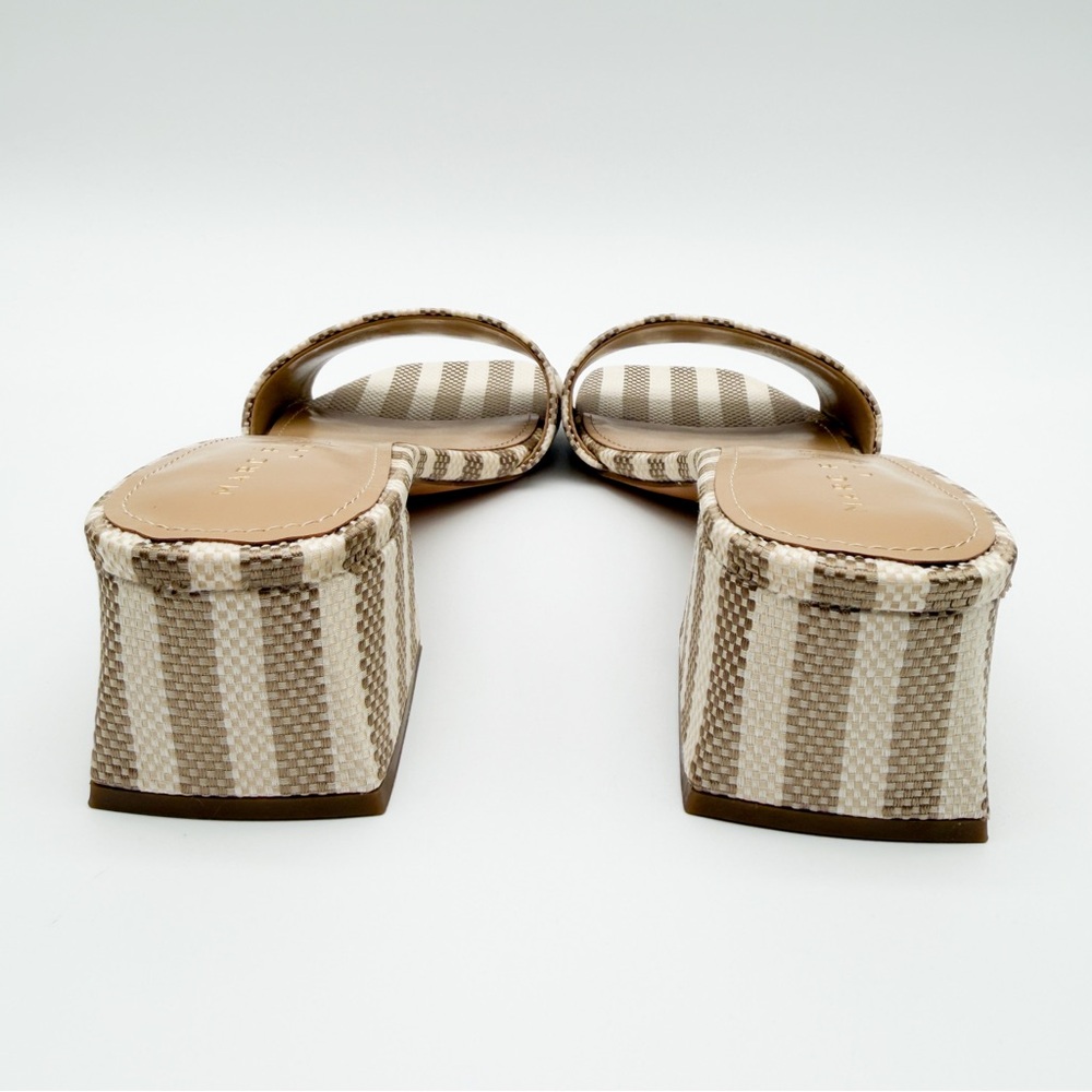 Marc Fisher LTD Olysa Block Heel Slide Sandals Striped Natural Tan 9.5 NEW - Picture 7 of 14